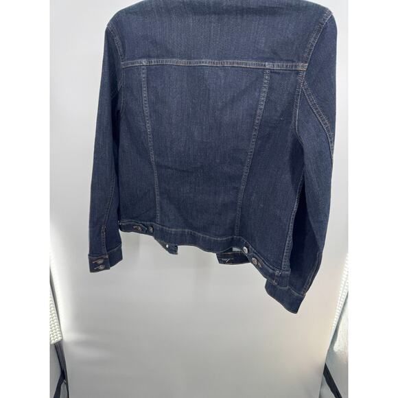 Liz Claiborne Womens Denim Button-Up Jacket Long Sleeve Collared Size M Blue - Picture 3 of 4